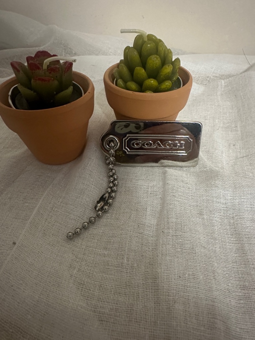 Coach Polished Silver Logo Dog Tag Key Holder Purse Charm